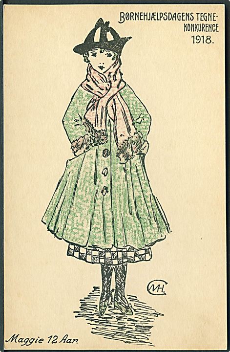 Maggie 12 Aar: Børnehjælpsdagens Tegnekonkurrence 1918. . Kruckow & Waldorff u/no. 