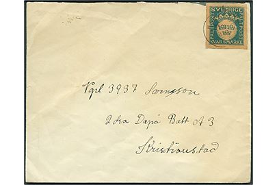Fältpost Svarmärke på brev fra Halasjö d. 31.8.1940 til soldat i Kristianstad.