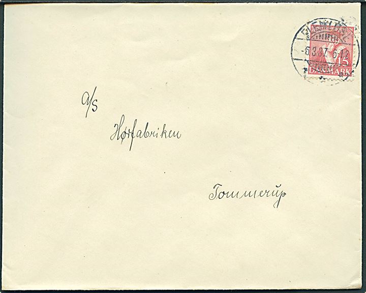 15 øre Tavsen på brev annulleret med brotype Ic Flemløse d. 6.3.1937 til Tommerup.