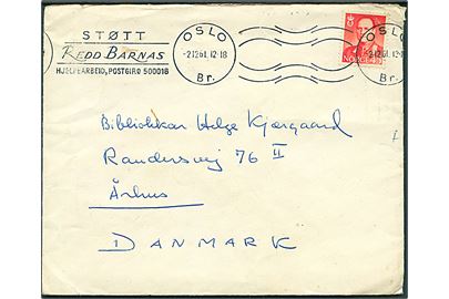 45 øre Olav på brev annulleret med TMS Støtt Redd Barnas Hjelpearbeid/Oslo d. 2.12.1961 til Aarhus, Danmark.