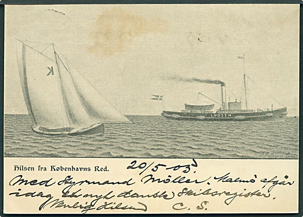 influenza Inspicere Og København "Hilsen fra Københavns Red" med lodsbåde U no 1905