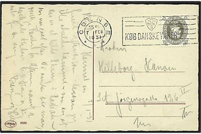 8 øre Chr. X 60 år på lokalt brevkort i Odense d. 7.2.1931.