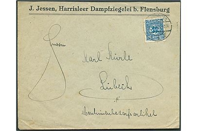 20 pfg. Fælles udg. på brev fra Flensburg d. 1.5.1920 til Lübeck.