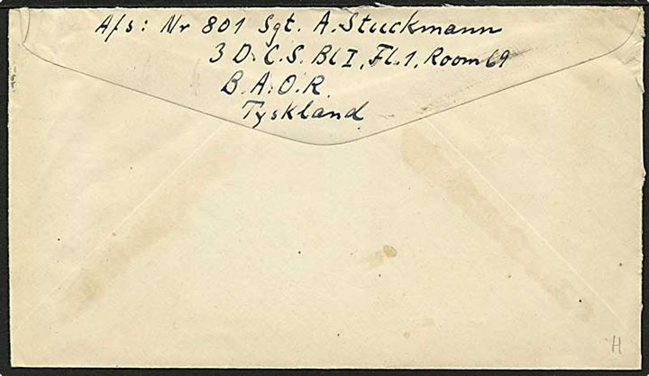 Ufrankeret britisk feltpostbrev stemplet Army Post Office 432 (= Hamburg) d. 13.9.1946 til Aalborg, Danmark. Fra dansk censor ved 3. District Censorship Station i Hamburg.
