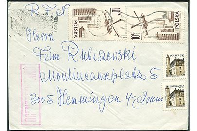 25 zl. blandingsfrankeret brev fra Torun d. 8.2.1982 til Hemimgen, Tyskland. Polsk censur fra den militær undtagelsestilstand.