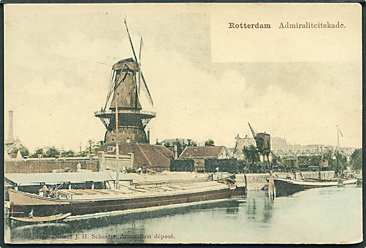 Holland, Rotterdam, Admiraliteitskade med mølle. No. 115.