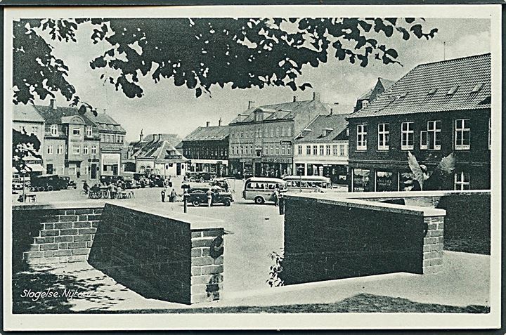 Slagelse, Nysted med busser & biler. Stenders, Slagelse no. 224. 
