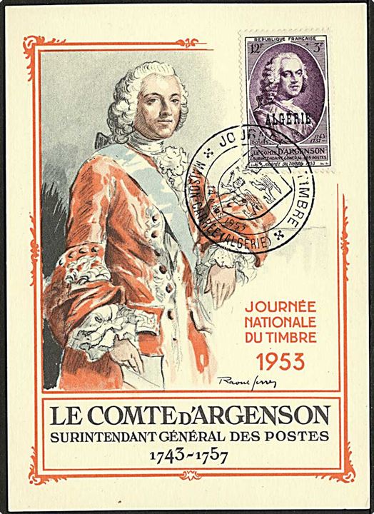 Le Comte d'Argenson maxikort stemplet Algerie d. 14.3.1953.