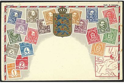 Frimærkekort med frimærker fra Danmark. O. Zieher no. 72.
