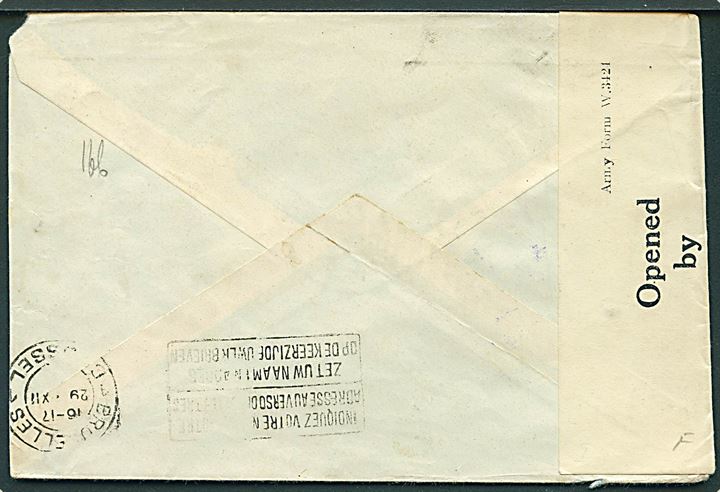 Ufrankeret feltpostbrev med britisk feltpoststempel Field Post Office 665 (= Belgian Army Postal Service) d. 24.12.1944 til Bruxelles. Sendt fra belgiske eksil styrker i 1st Belgian Brigade. Unit censor no. 11701 og åbnet af base censor med stempel 3900. 