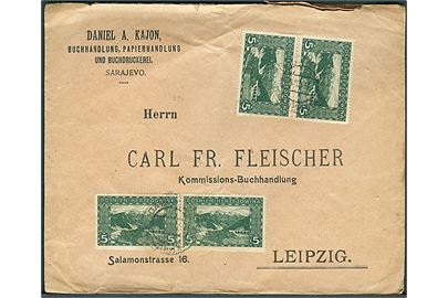 5 h. Landskab (4) på brev fra Sarajevo (utydelig dato) til Leipzig, Tyskland.
