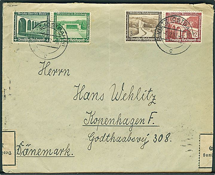 Winterhilfswerk på brev fra Vietz d. 1.2.1937 til København, Danmark. Åbnet af tysk toldkontrol i Berlin. Del af afsender fjernet.
