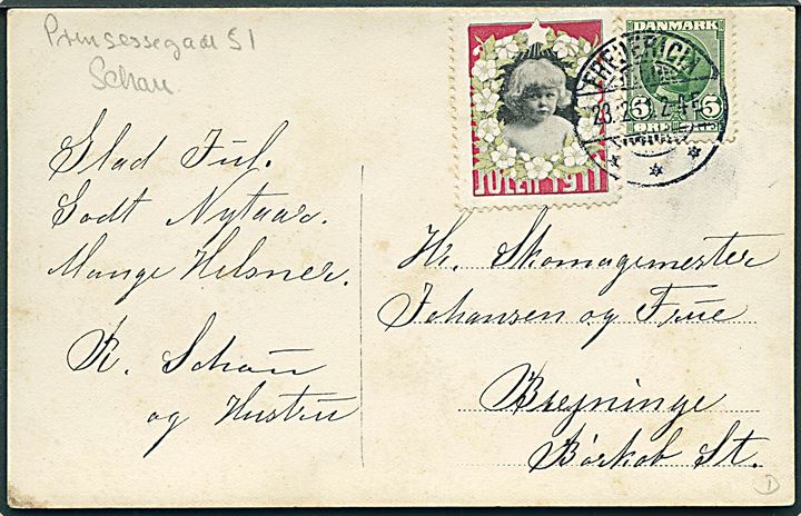 Fredericia, fotokort fra R. Schou´s Garveri i Prinsessegade 51. U/no. Brugt med 1911 julemærke i Fredericia d. 23.12.1911.