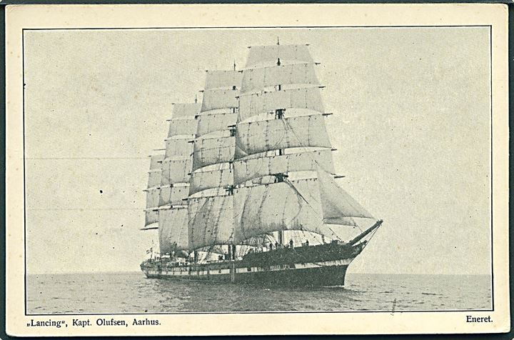Lancing, norsk fuldrigger (J. Johansen & Co.) i neutralitetsbemaling i Aarhus 1916. U/no.