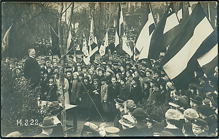 Flensburg. Folkefest på 2 års dagen for afstemning i 2. Zone d. 14.3.1922. Fotokort u/no.