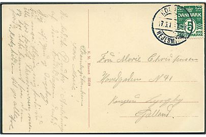 5 øre Bølgelinie på brevkort fra Skamlingsbanken annulleret med bureaustempel Kolding - Hejlsminde T.3 d. 17.5. ca. 1912 til Lyngby.