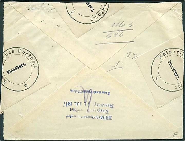 10 øre og 20 øre Chr. X med perfin LB på 2. vægtkl. brev fra Den danske Landmandsbank i Kjøbenhavn d. 10.6.1917 til Flensburg, Tyskland. Åbnet af tysk censur i Flensburg.