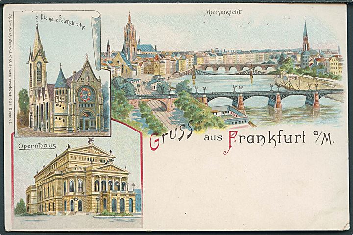 Tyskland, Frankfurt a/M., “Gruss aus”. Th. Wendisch no. 222. Kvalitet 7