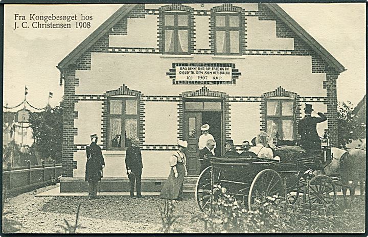 Venstre. Kongebesøg hos I. C. Christensen i Hee d. 2.8.1908. L. Lind u/no. Kvalitet 8