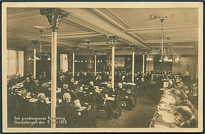 Den grundlovgivende Forsamling (Landstinget) den 5. Juni 1915. Stenders no. 38685. Kvalitet 8