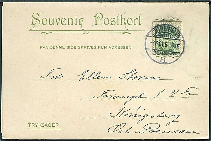 Købh., Souvenir fra Kjøbenhavn. Illustreret tryksags postkort med prospekter. Stenders u/no. Kvalitet 8