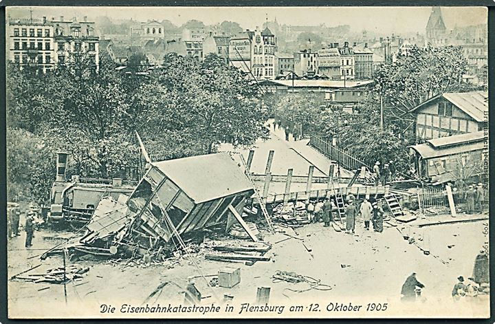 Tyskland, Schleswig, Flensburg, jernbaneulykken d. 12.10.1905. u/no. Kvalitet 8