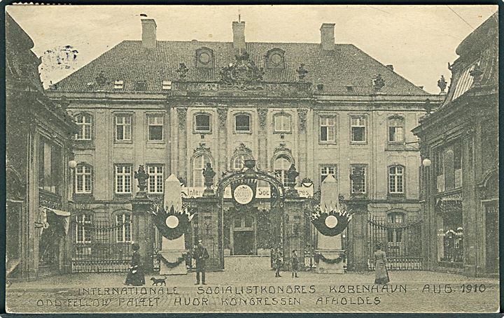 Internationale Socialistkongres i Odd Fellow Palæet, København august 1908. Socialistisk Forbund u/no. Kvalitet 7