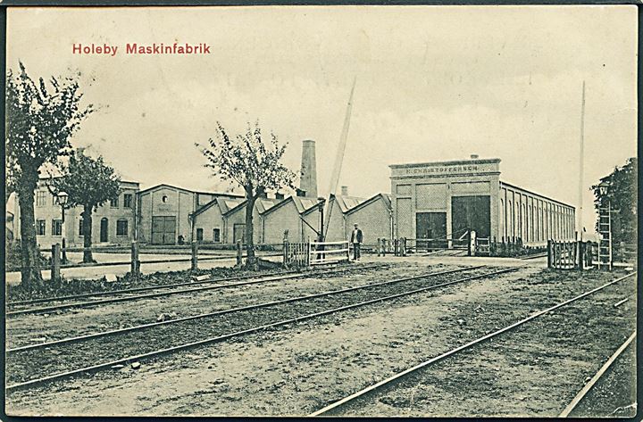 Holeby, H. Christoffersen’s Dieselmotorfabrik ved jernbanen. J.J.N. no. 1856. Kvalitet 7
