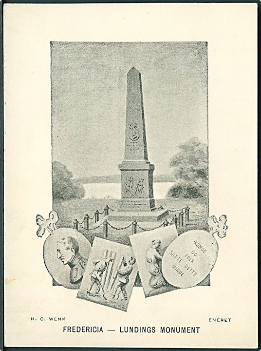 Fredericia, “Lundings Monument”, kartonkort. H. C. Wenk. Kvalitet 9