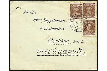 5 kop. (3) på brev fra Bjegitza d. 13.2.1929 til Oerlikon, Schweiz. 