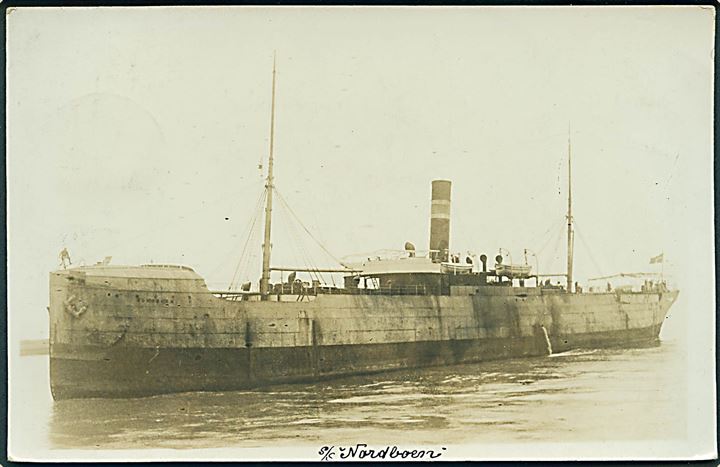“Nordboen”, S/S, Norden D/S. Sænket i Middelhavet af tysk ubåd UB48 d. 18.8.1918. Fotokort u/no. Kvalitet 7