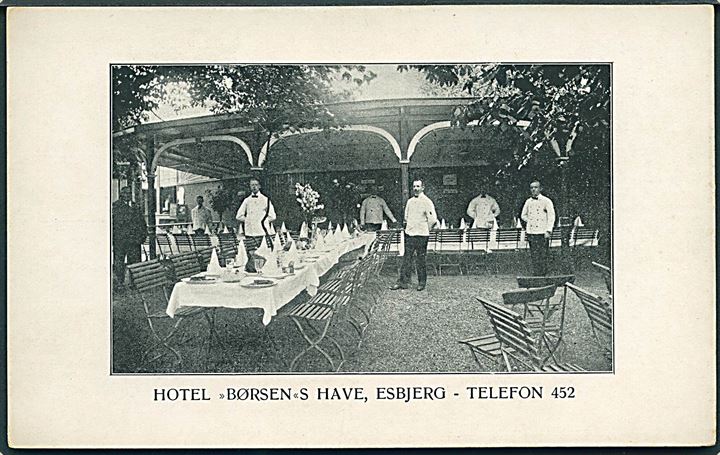 Esbjerg, Hotel “Børsen”s Have med personale. Fredericia Centraltrykkeri u/no. Kvalitet 8