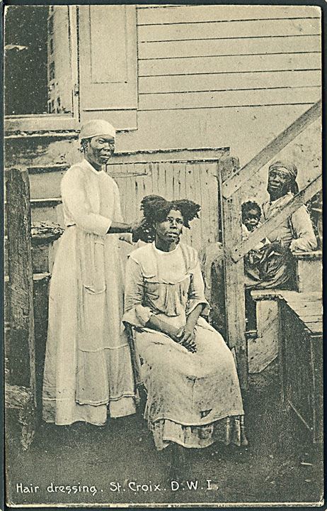 D.V.I., St. Croix. Hair dressing. A. Ovesen no. 22. Kvalitet 7