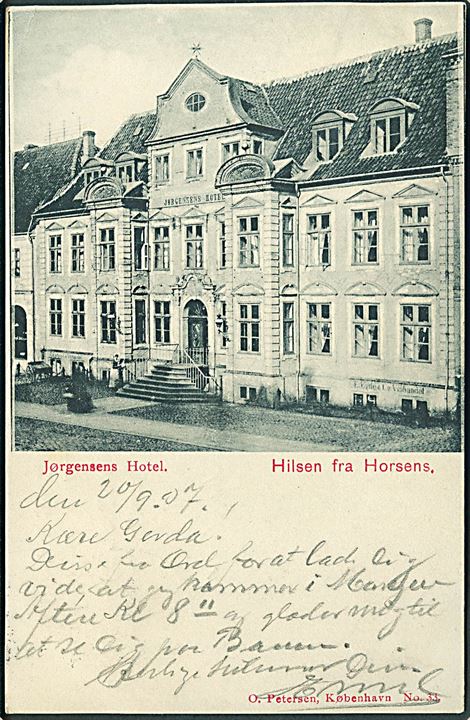 Horsens, Søndergade 17 “Jørgensens Hotel”. O. Petersen no. 33. Kvalitet 7