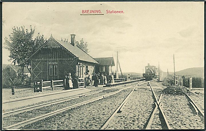 Brejning station med damplokomotiv. Hvidehus Boglade no. 33624. Kvalitet 8