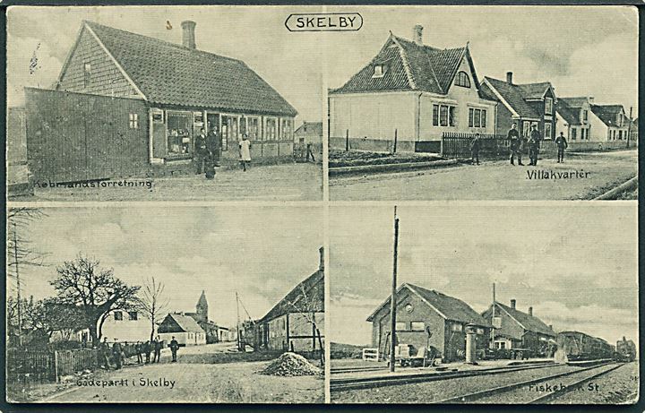 Fiskebæk station og partier fra Skelby ved Gedser. Fotograf H. Schmidt u/no. Kvalitet 7