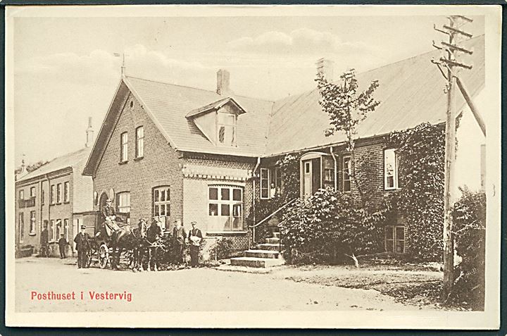Vestervig, posthus med personale. C. Buchholtz no. 25973. Kvalitet 8