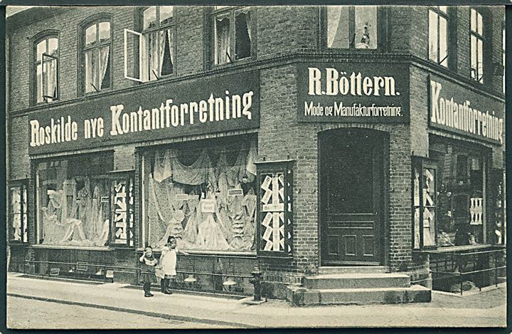 Roskilde, “Roskilde nye Kontantforretning” ved R. Böttern. Erh. Flensborg no. 11921. Kvalitet 9