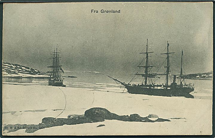 Grønlandsskibe ved iskanten. “Fra Grønland”. U/no. Kvalitet 7