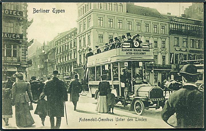 Tyskland, Berlinertypen med Automobil omnibus på Unter den Linden. O. V. no. 26 Kvalitet 8
