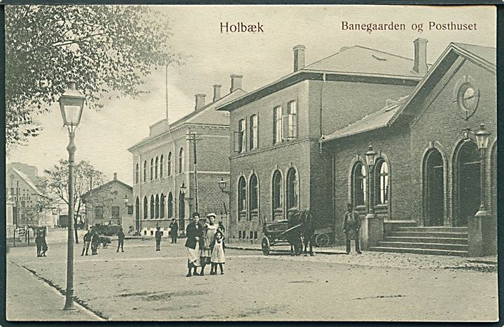 Holbæk, banegård og posthus. W. & M. no. 804. Kvalitet 7