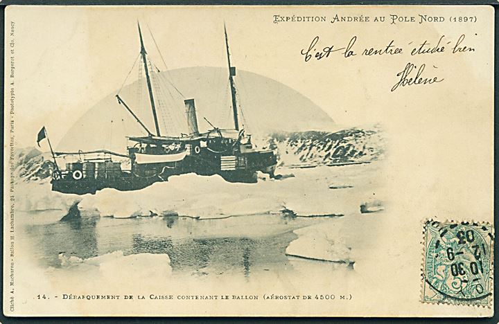 Svalbard. Expedition Andrée au Pole Nord (1897) no. 14. Kanonbåden “Svensksund” ved Danskøya. Kvalitet 7