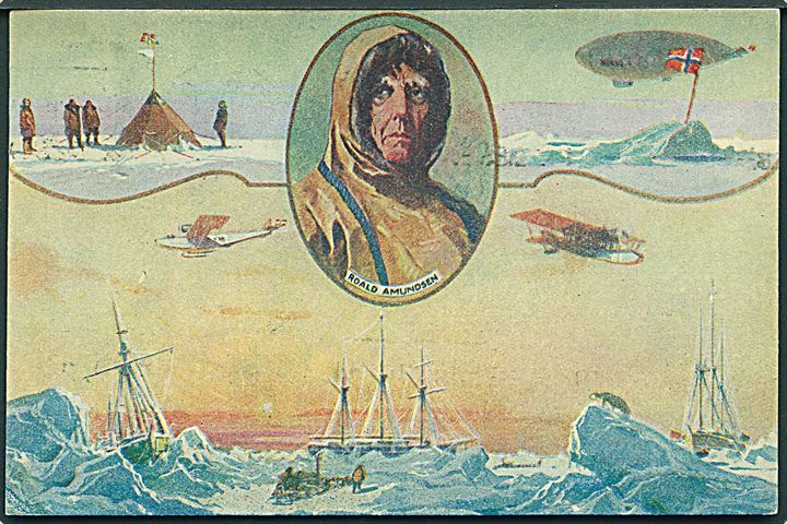 Polar. Roald Amundsen. Halvorsen u/no. Med stempel: Oslo/Roald Amundsen 14. desember 1928. Kvalitet 9
