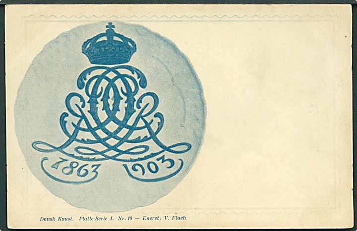 Platter. Dansk Kunst Platte-Serie I no. 10. 1863-1903 - Kong Chr. IX 40 års regentjubilæum. Kvalitet 7