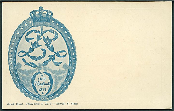 Platter. Dansk Kunst Platte-Serie I no. 5. 1817-1897 Dronning Louises 80 års fødselsdag. Kvalitet 8