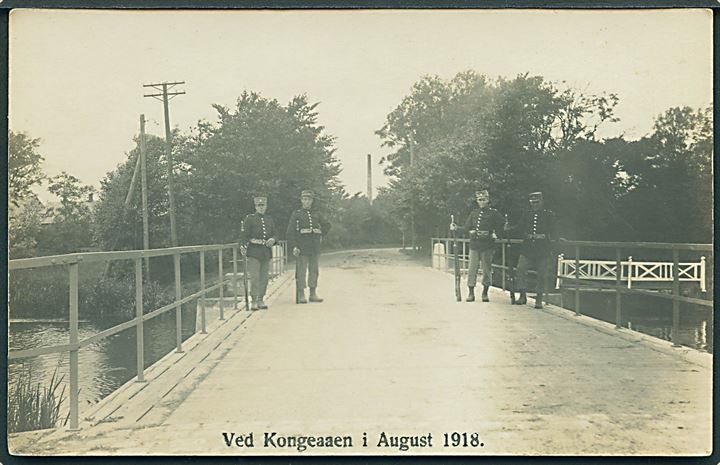 Gredstedbro, Kongeågrænsen med soldater i 1918. Fotokort u/no. Kvalitet 7