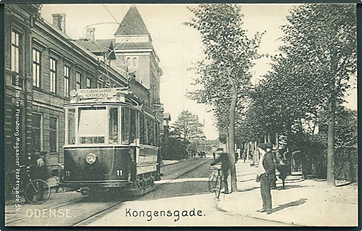 Odense, Kongensgade med sporvogn no. 11. K. Møller Flensborg Magasinet u/no. Kvalitet 9