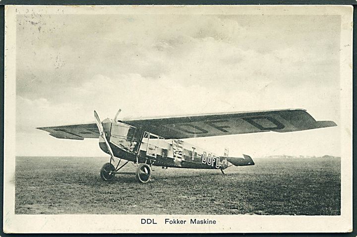 Fokker-Grulich F.III T-DOFD fra DDL. Indkøbt 1925 og forulykket i Kastrup sept. 1927. DDL U/no. Kvalitet 7