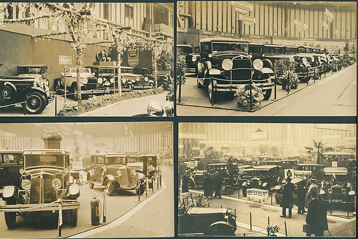 Internationale Person-Automobiludstilling i Forum 1930. Fire fotokort u/no.  Kvalitet 7
