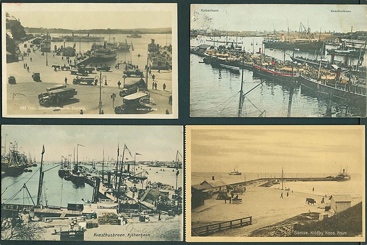 Skibe. 28 kort med diverse skibsmotiver, både danske og udenlandske. Ca. 1906-1970.  Kvalitet Mix